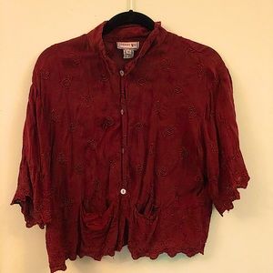 Johnny Was maroon shirt